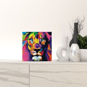 Mini Peinture par Numéros - Kit DIY 20x20cm avec cadre Lion Pop Art 2
