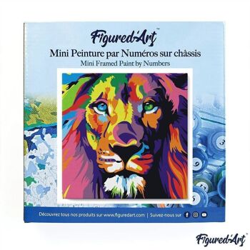 Mini Peinture par Numéros - Kit DIY 20x20cm avec cadre Lion Pop Art 3