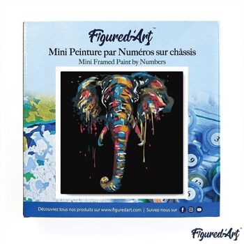 Mini Peinture par Numéros - Kit DIY 20x20cm avec cadre Elephant 3