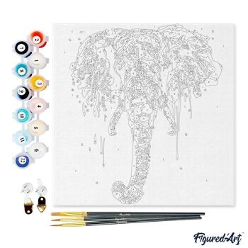 Mini Peinture par Numéros - Kit DIY 20x20cm avec cadre Elephant 4