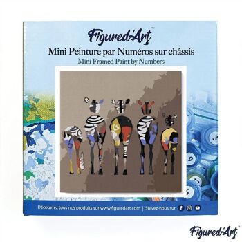 Mini Peinture par Numéros - Kit DIY 20x20cm avec cadre Zèbres de dos 3