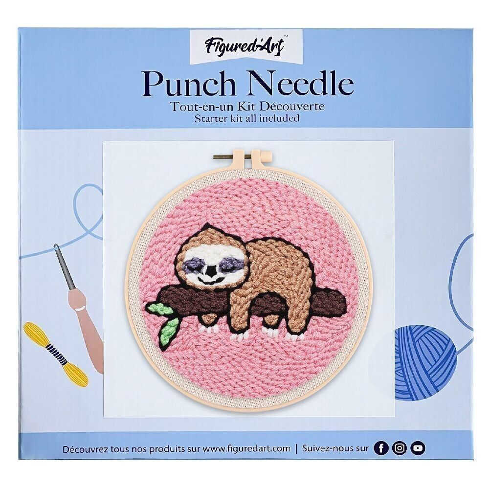 DIY Punch Needle Kit Faultier auf einem Ast