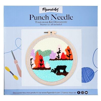 DIY Punch Needle Kit Reindeer by a Lake