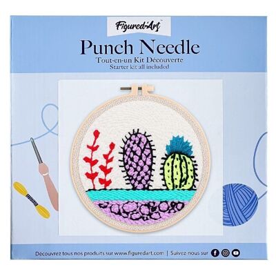 Punch Needle Kit DIY Cactus su sfondo bianco