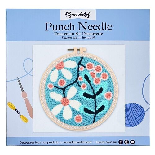 Kit Punch Needle DIY Explosion de Fleurs blanches