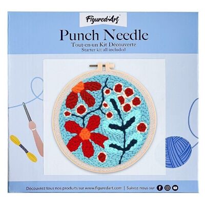 Kit Punch Needle DIY Explosion de Fleurs rouges