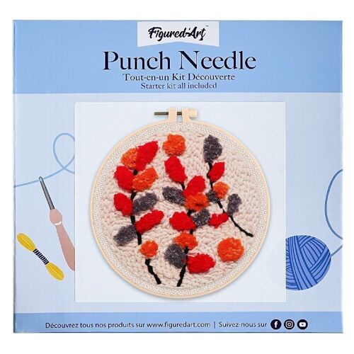 Kit Punch Needle DIY Branches colorées sur fond beige