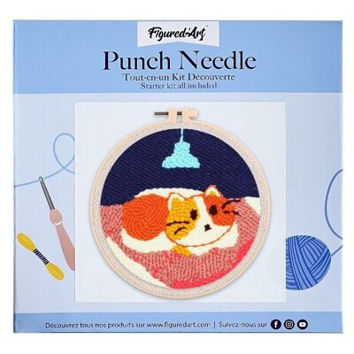 Kit DIY Punch Needle Gato en su moisés