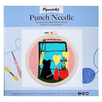 DIY Punch Needle Kit Katze im Fenster