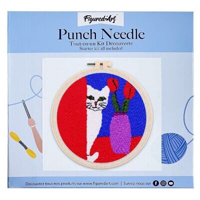 Kit Punch Needle DIY Chat curieux