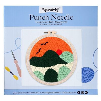 Kit Punch Needle DIY Paysage au Coucher du Soleil