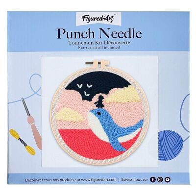 Kit Punch Needle DIY Baleine bleue et Fillette