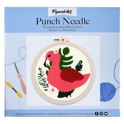 DIY Punch Needle Kit Rosa Flamingo und Blattwerk