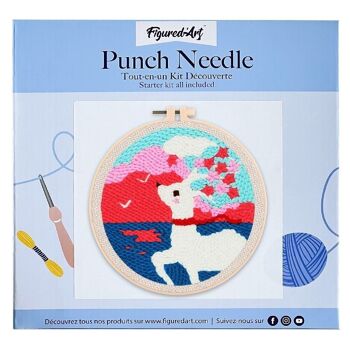 Kit Punch Needle DIY Biche et Fleurs 1