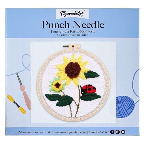 Kit Punch Needle DIY Fleurs et Coccinelle