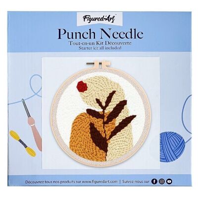 Kit Punch Needle DIY Feuille et Soleil Rouge