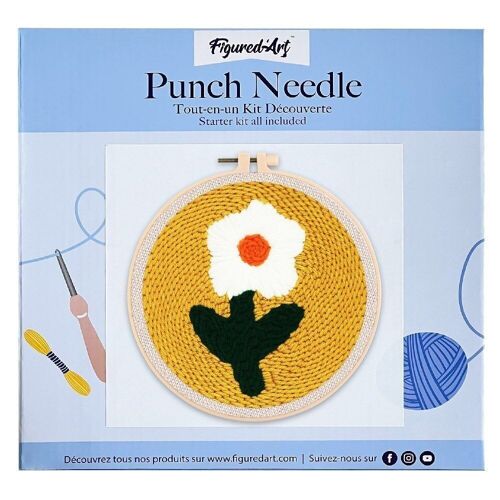 Kit Punch Needle DIY Jolie Fleur blanche