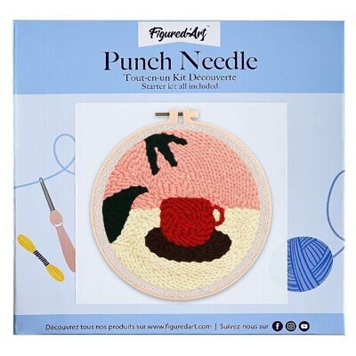 Kit Punch Needle DIY Chocolat Chaud et Feuilles