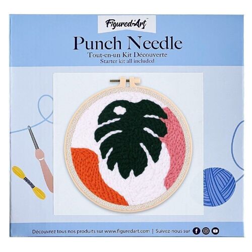Kit Punch Needle DIY Grande Feuille verte