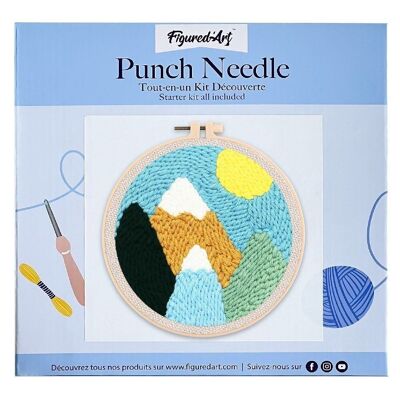 Kit Punch Needle DIY Montagnes enneigées et Soleil