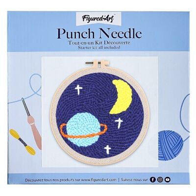 Kit Punch Needle DIY Lune Etoilée et Saturne