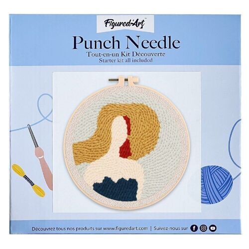 Kit Punch Needle DIY Femme au Chapeau