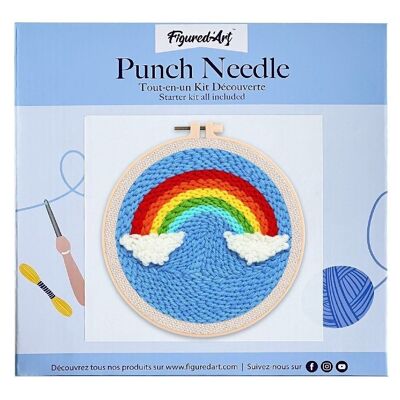 Kit Punch Needle DIY Arc en ciel et Nuages