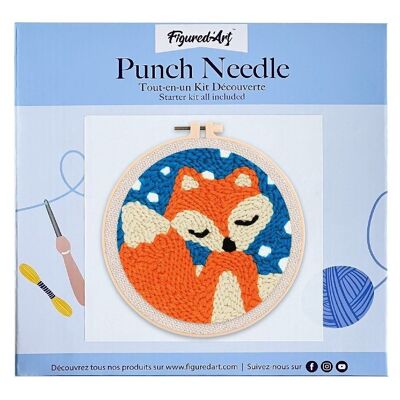 DIY Punch Needle Kit Little Fox and Blue Sky