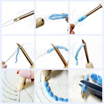 Kit Punch Needle DIY Chouette bleue 7