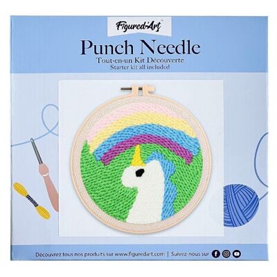 Kit fai da te con aghi per punch unicorno e arcobaleno