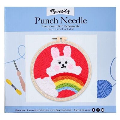 Kit Punch Needle DIY Lapin et Arc en Ciel