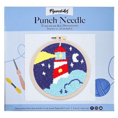 DIY Punch Needle Kit Lighthouse and Starry Night