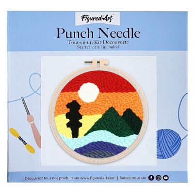 Kit Punch Needle DIY Montagne et Coucher de Soleil
