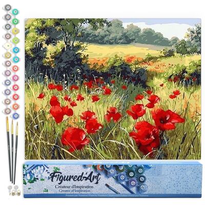Malen-nach-Zahlen-DIY-Set – Country Poppies – gerollte Leinwand