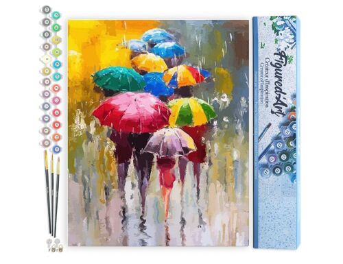 Peinture par Numéro Kit DIY - Farandoles de parapluies 2 - Toile roulée