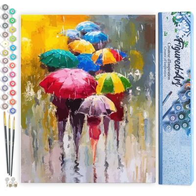 Peinture par Numéro Kit DIY - Farandoles de parapluies 2 - Toile roulée