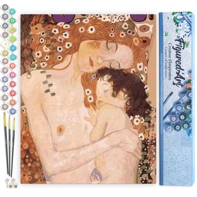 Kit de bricolaje de pintura por número - Madre e hijo de Klimt - Lienzo enrollado