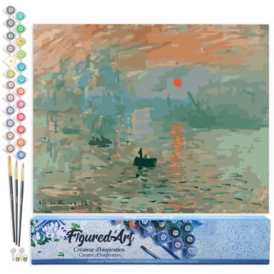 Kit de bricolaje de pintura por número - Impresión del sol naciente de Monet - Lienzo enrollado