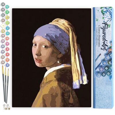 Kit de bricolaje para pintar por números - La chica Vermeer con un pendiente de perla - Lienzo enrollado