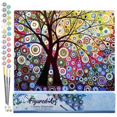 Paint by Number DIY Kit - Stained glass effect tree - Rolled canvas