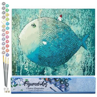 Paint by Number DIY Kit - Artistic Fish - Rolled Canvas