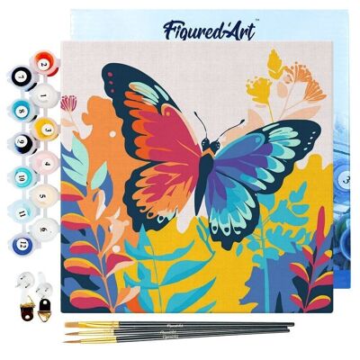 Mini-Malen nach Zahlen – DIY-Set 20 x 20 cm mit tropischem Schmetterlingsrahmen