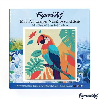 Mini Peinture par Numéros - Kit DIY 20x20cm avec cadre Perroquet Tropical 3