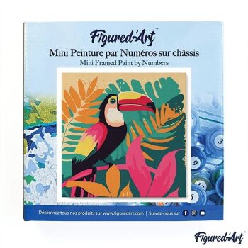 Mini Peinture par Numéros - Kit DIY 20x20cm avec cadre Toucan Tropical 3