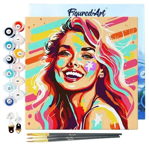 Mini Peinture par Numéros - Kit DIY 20x20cm avec cadre Blonde Pop Art