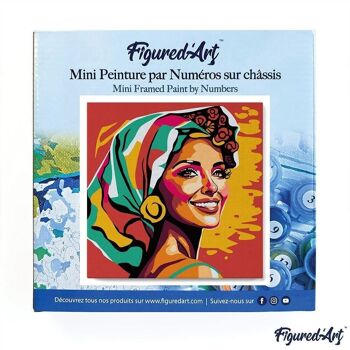 Mini Peinture par Numéros - Kit DIY 20x20cm avec cadre Femme Exotique Pop Art 3