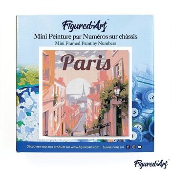 Mini Peinture par Numéros - Kit DIY 20x20cm avec cadre Vue de Paris 3