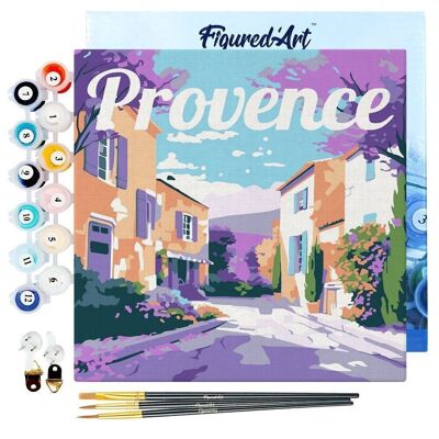 Mini Peinture par Numéros - Kit DIY 20x20cm avec cadre Printemps en Provence