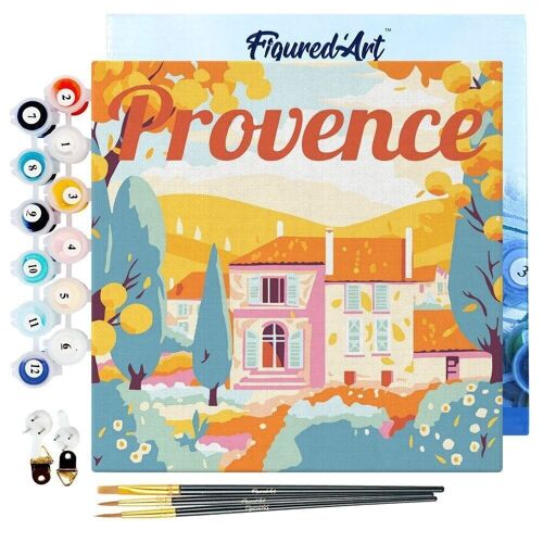 Mini Peinture par Numéros - Kit DIY 20x20cm avec cadre Automne en Provence