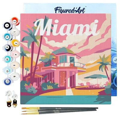 Mini Peinture par Numéros - Kit DIY 20x20cm avec cadre Miami